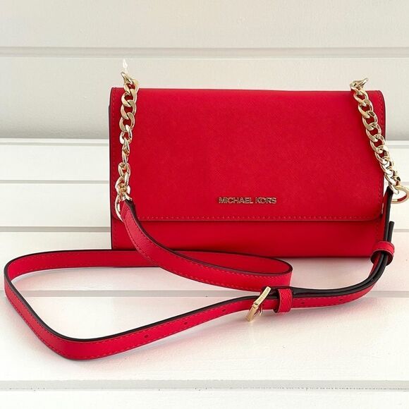 Michael Michael Kors Jet Set Coral Reef Saffiano Leather 3-in-1 Crossbody Bag - Picture 4 of 15